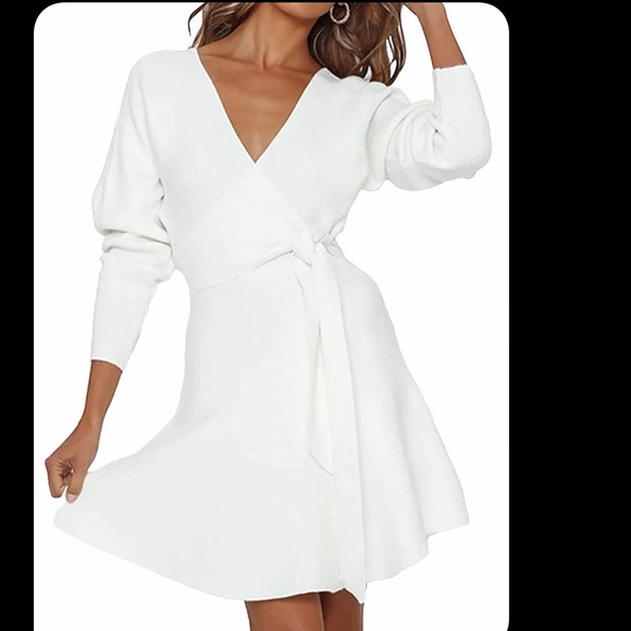 Long Sleeve Sweater Wrap Dress - Picture 8 of 8